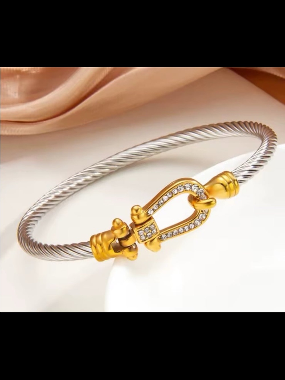 Threaded Titanium Steel Cuff Bracelet Unisex Twisted Rope Bangle Minimalist #510